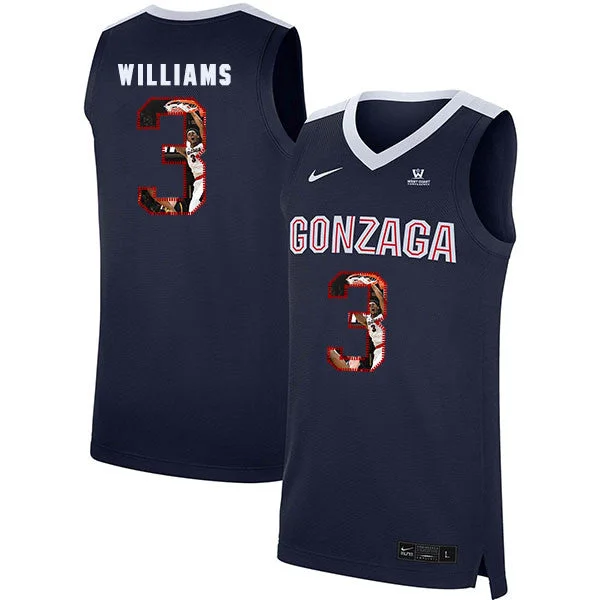 Football Jersey For Special Event Teams-Basketball Jersey For Special Event Teams-Gonzaga Bulldogs 3 Johnathan Williams Navy Fashion College Basketball Basketball Jersey