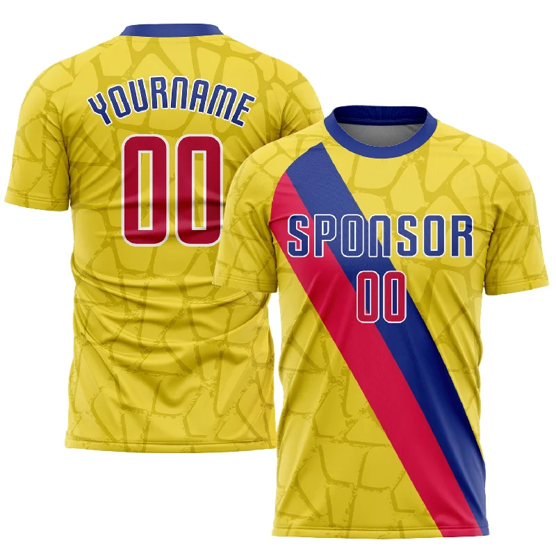 Football Jersey For Fundraising Merchandise-Custom Gold Red-Royal Sublimation Soccer Uniform Jersey