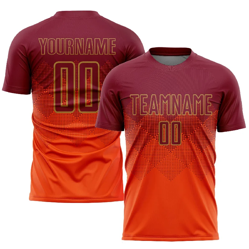 Football Jersey For Championship Games-Custom Orange Crimson-Old Gold Sublimation Soccer Uniform Jersey