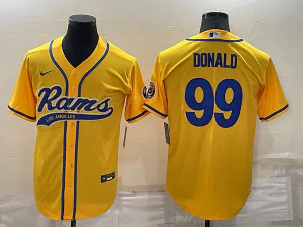 Baseball Jersey For Limited Edition Runs-Men's Los Angeles Rams #99 Aaron Donald Yellow Cool Base Stitched Baseball Jersey