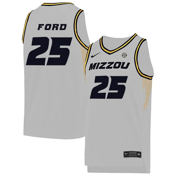 Football Jersey For Custom Fit-Basketball Jersey For Custom Fit-Missouri Tigers 25 Brooks Ford White College Basketball Basketball Jersey