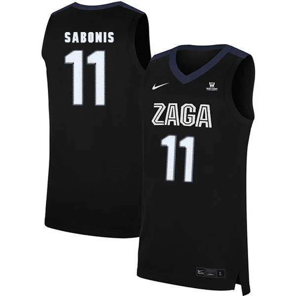 Football Jersey For Team Accessories-Basketball Jersey For Team Accessories-Gonzaga Bulldogs 11 Domantas Sabonis Black College Basketball Basketball Jersey