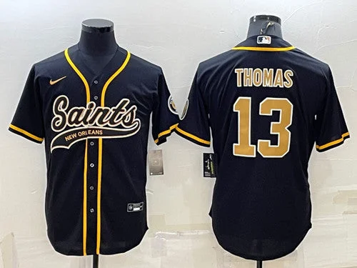 Baseball Jersey For Unique Customization-Men's New Orleans Saints #13 Michael Thomas Black With Patch Cool Base Stitched Baseball Jersey