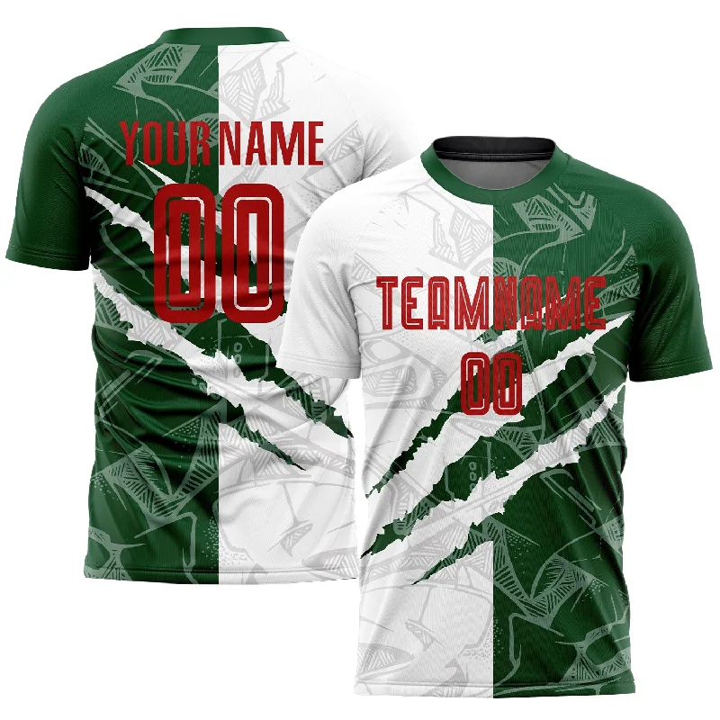 Football Jersey For Celebrations-Custom Graffiti Pattern Red-Green Scratch Sublimation Soccer Uniform Jersey