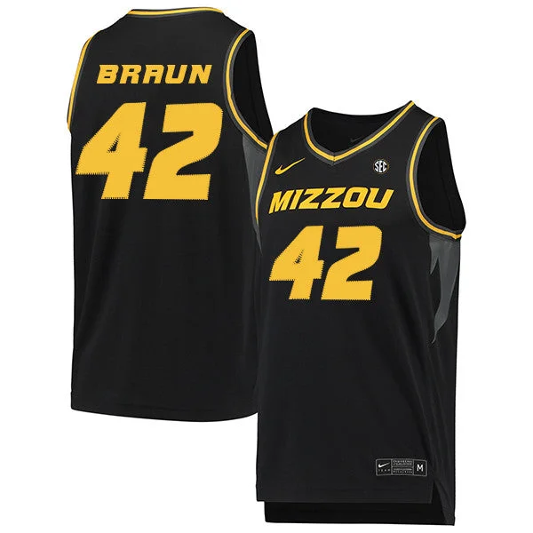 Football Jersey For Youth Leagues-Basketball Jersey For Youth Leagues-Missouri Tigers 42 Parker Braun Black College Basketball Basketball Jersey