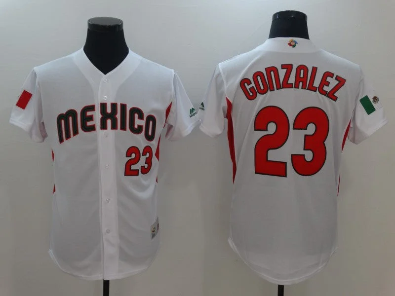 Baseball Jersey For Practice Sessions-Men's Mexico Baseball #23 Adrian Gonzalez White 2017 World Baseball Classic Stitched WBC Jersey