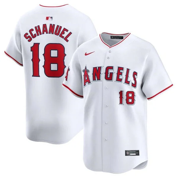 Baseball Jersey For Fan Support-Men's Los Angeles Angels #18 Nolan Schanuel White Home Limited Baseball Stitched Jersey