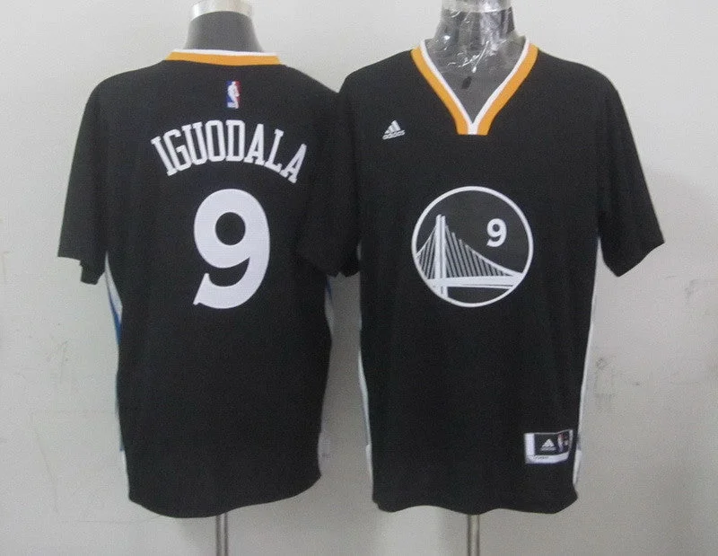 Football Jersey With Bold Design-Basketball Jersey With Bold Design-Warriors 9 Iguodala Short Sleeve Black Alternate Basketball Jerseys