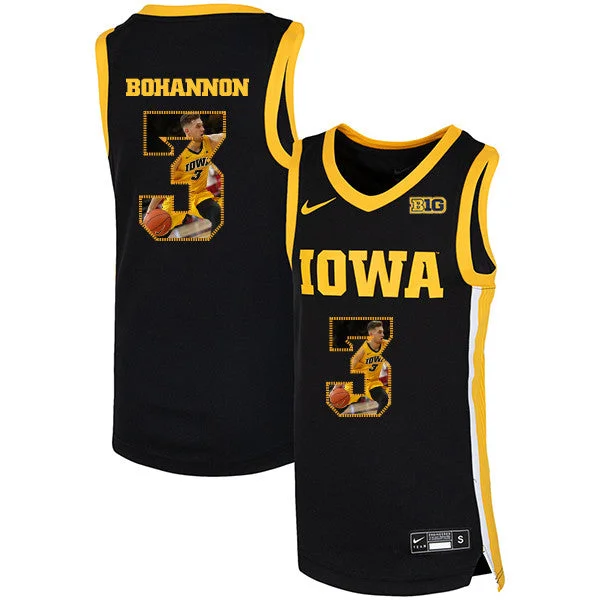 Football Jersey For School Uniforms-Basketball Jersey For School Uniforms-Iowa Hawkeyes 3 Jordan Bohannon Black Basketball College Fashion Basketball Jersey