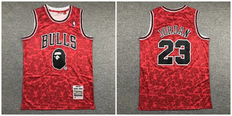 Football Jersey With Custom Color Options-Basketball Jersey With Custom Color Options-Bulls Bape 23 Michael Jordan Red 1996-97 Hardwood Classics Basketball Jersey