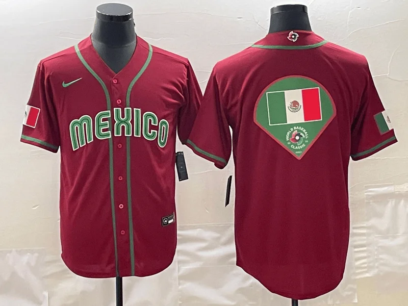 Baseball Jersey With Name On Back-Men's Mexico Baseball 2023 Red World Baseball Big Logo Classic Stitched Jersey