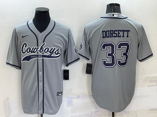 Baseball Jersey For Family Gifts-Men's Dallas Cowboys #33 Tony Dorsett Gray Cool Base Stitched Baseball Jersey