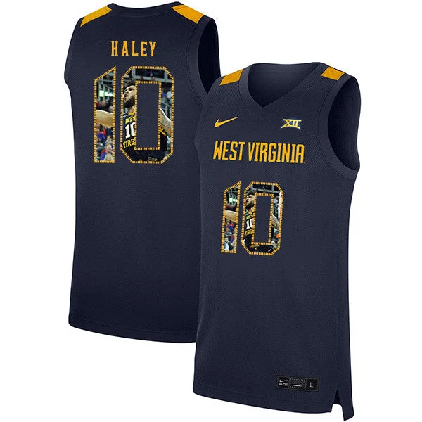 Football Jersey For Team-Basketball Jersey For Team-West Virginia Mountaineers 10 Jermaine Haley Navy Fashion Basketball College Basketball Jersey