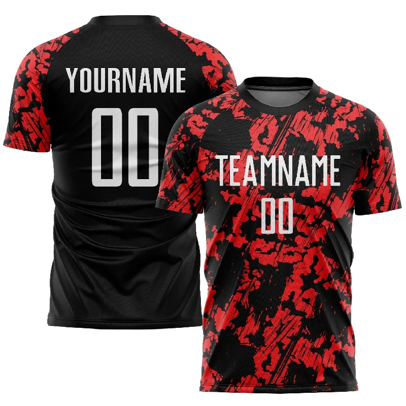 Football Jersey For Custom Branding Options-Custom Red White-Black Sublimation Soccer Uniform Jersey