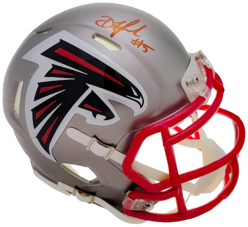 Rugby Helmet With Soft Inner Padding-Drake London Autographed Atlanta Falcons Flash Gray Speed Mini Helmet Beckett BAS QR Stock #206127