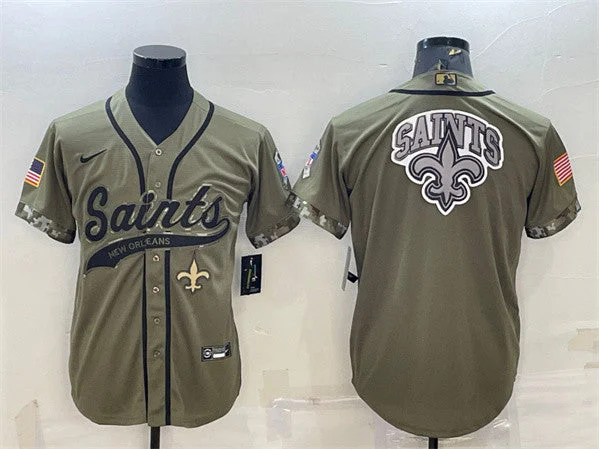 Baseball Jersey For Customized Player Design-Men's New Orleans Saints Olive 2022 Salute To Service Team Big Logo Cool Base Stitched Baseball Jersey