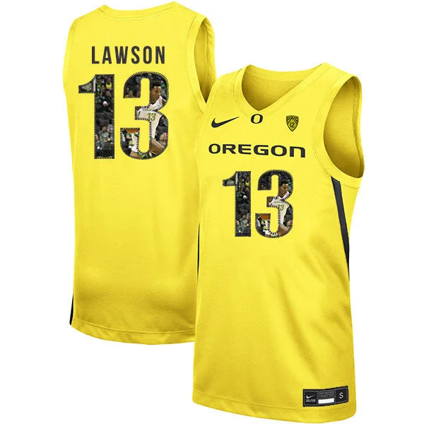 Football Jersey With Motivational Quotes-Basketball Jersey With Motivational Quotes-Oregon Ducks 13 Chandler Lawson Yellow Fashion College Basketball Basketball Jersey