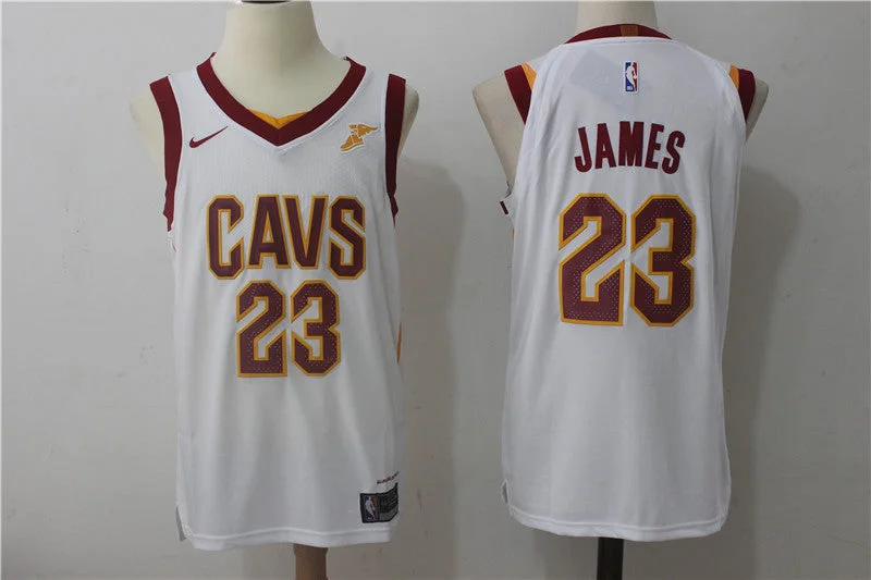 Football Jersey With Personalized Text-Basketball Jersey With Personalized Text-Cavaliers 23 LeBron James White Authentic Basketball Jersey