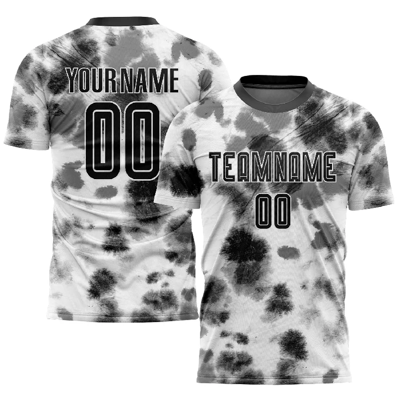 Football Jersey For Special Event Teams-Custom Tie Dye Black-White Sublimation Soccer Uniform Jersey