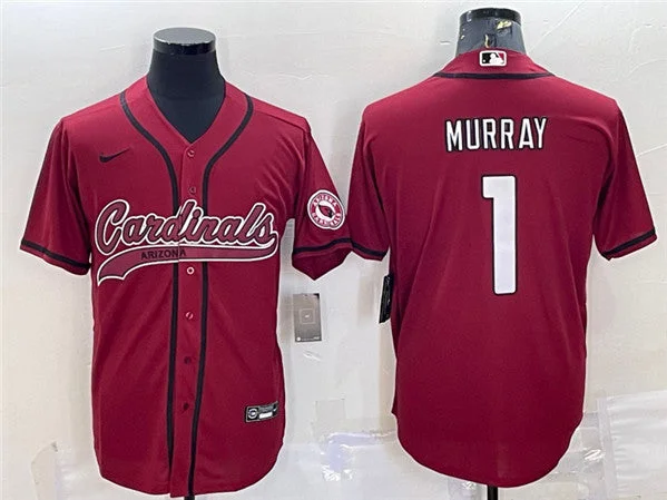 Baseball Jersey For Alumni Events-Men's Arizona Cardinals #1 Kyler Murray Red With Patch Cool Base Stitched Baseball Jersey