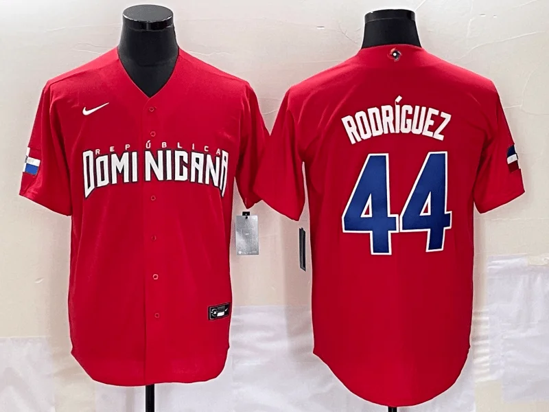 Baseball Jersey For Fan Merchandise-Men's Dominican Republic Baseball #44 Julio RodrÃ­guez 2023 Red World Baseball Classic Stitched Jersey