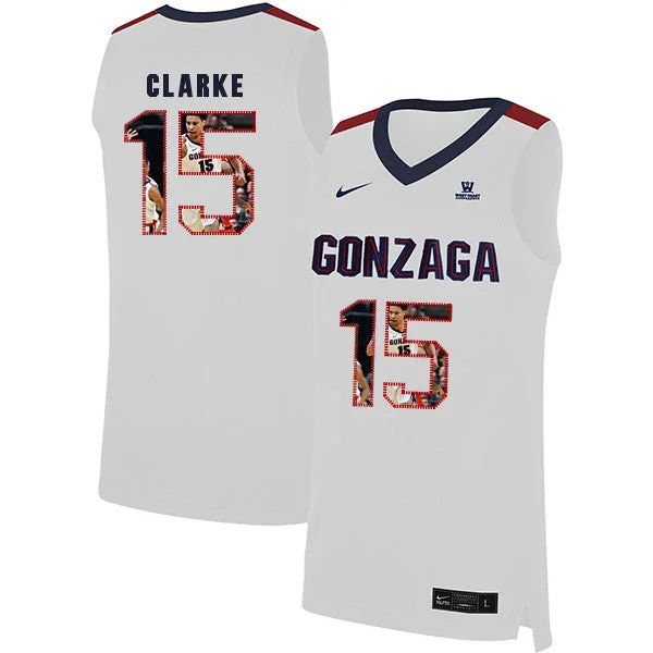 Football Jersey For Indoor And Outdoor Play-Basketball Jersey For Indoor And Outdoor Play-Gonzaga Bulldogs 15 Brandon Clarke White Fashion College Basketball Basketball Jersey