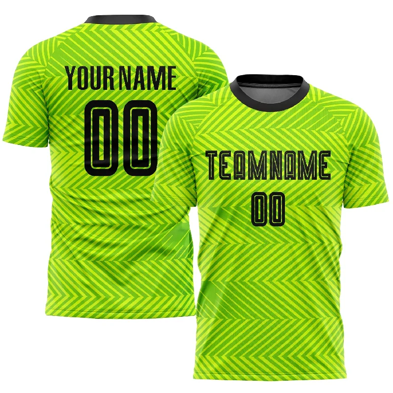 Football Jersey For Team Branding-Custom Neon Green Black Sublimation Soccer Uniform Jersey