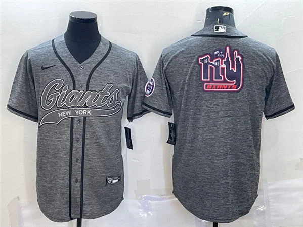 Baseball Jersey For Corporate Events-Men's New York Giants Gray Team Big Logo With Patch Cool Base Stitched Baseball Jersey