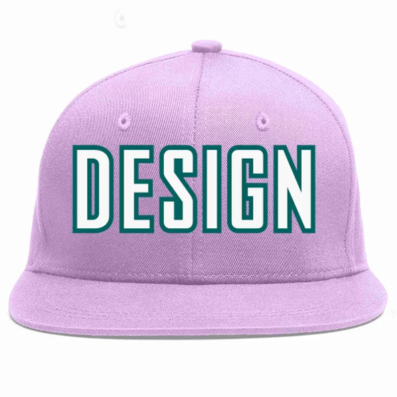 Baseball Cap For Game Day-Custom Light Purple White-Aqua Flat Eaves Sport Baseball Cap Design for Men/Women/Youth