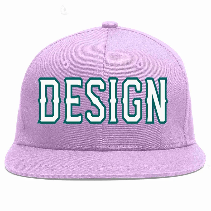 Baseball Cap For Running-Custom Light Purple White-Aqua Flat Eaves Sport Baseball Cap Design for Men/Women/Youth