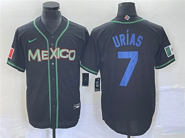 Baseball Jersey For Youth Sports Apparel-Men's Mexico Baseball #7 Julio UrÃ­as 2023 Black World Baseball With Patch Classic Stitched Jersey