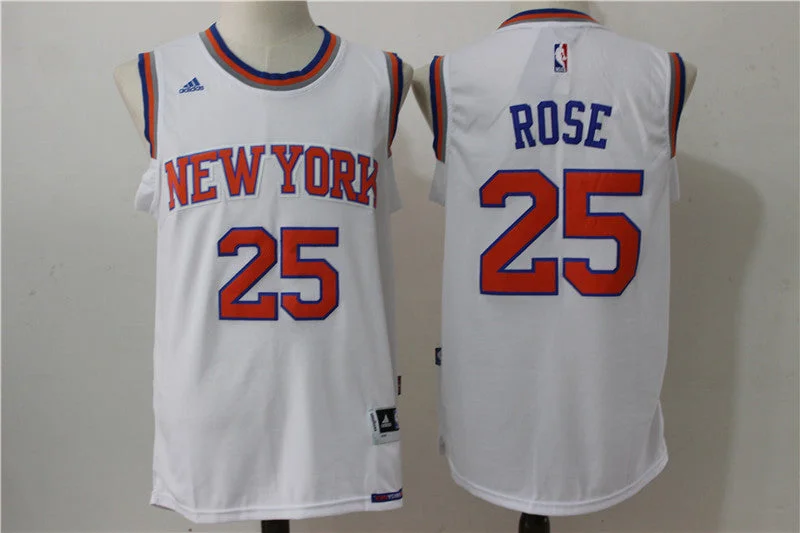 Football Jersey For Championship Game Apparel-Basketball Jersey For Championship Game Apparel-Knicks 25 Derrick Rose White Swingman Basketball Jersey