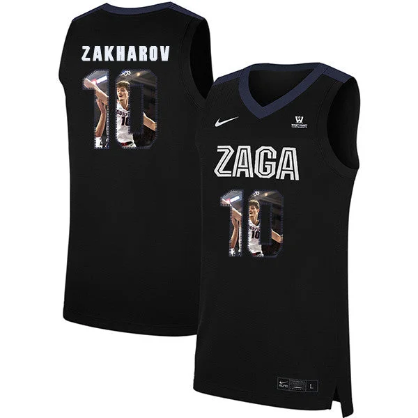 Football Jersey For Sports Teams-Basketball Jersey For Sports Teams-Gonzaga Bulldogs 10 Pavel Zakharov Black Fashion College Basketball Basketball Jersey