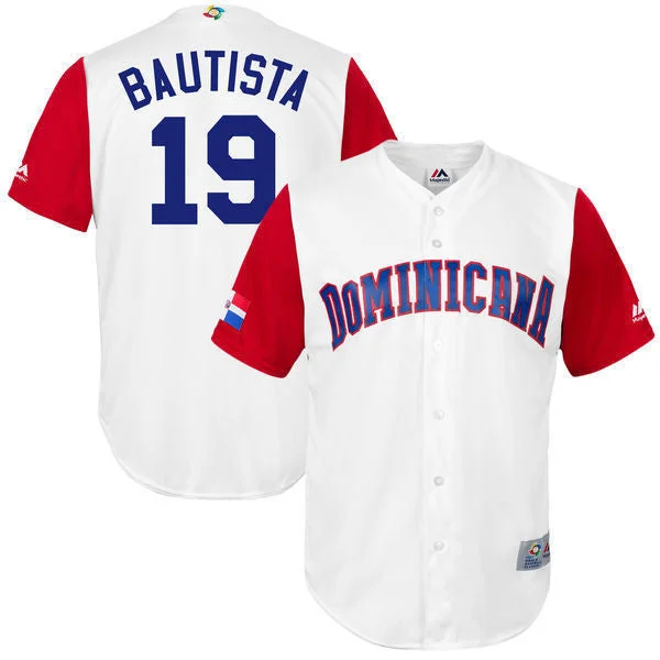 Baseball Jersey For Custom Fit-Men's Dominican Republic Baseball #19 Jose Bautista White 2017 World Baseball Classic Stitched WBC Jersey