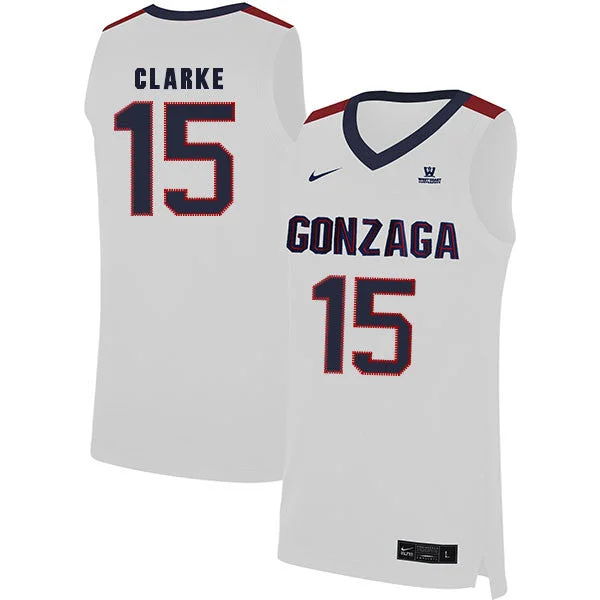 Football Jersey For Kids-Basketball Jersey For Kids-Gonzaga Bulldogs 15 Brandon Clarke White College Basketball Basketball Jersey