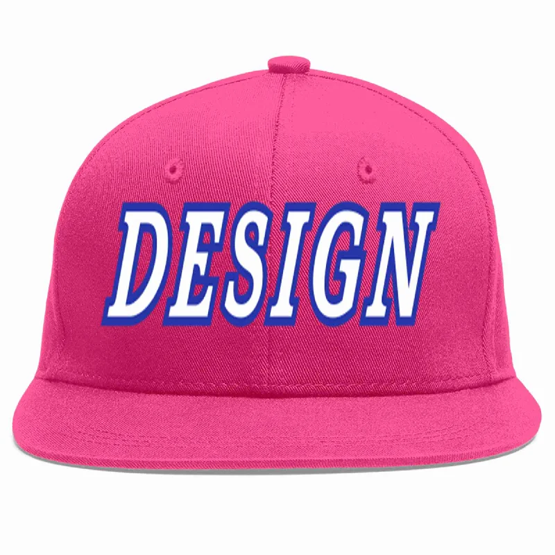 Baseball Cap For Work Or Casual Look-Custom Rose Red White-Royal Flat Eaves Sport Baseball Cap Design for Men/Women/Youth