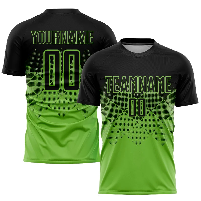 Football Jersey For College Players-Custom Neon Green Black Sublimation Soccer Uniform Jersey