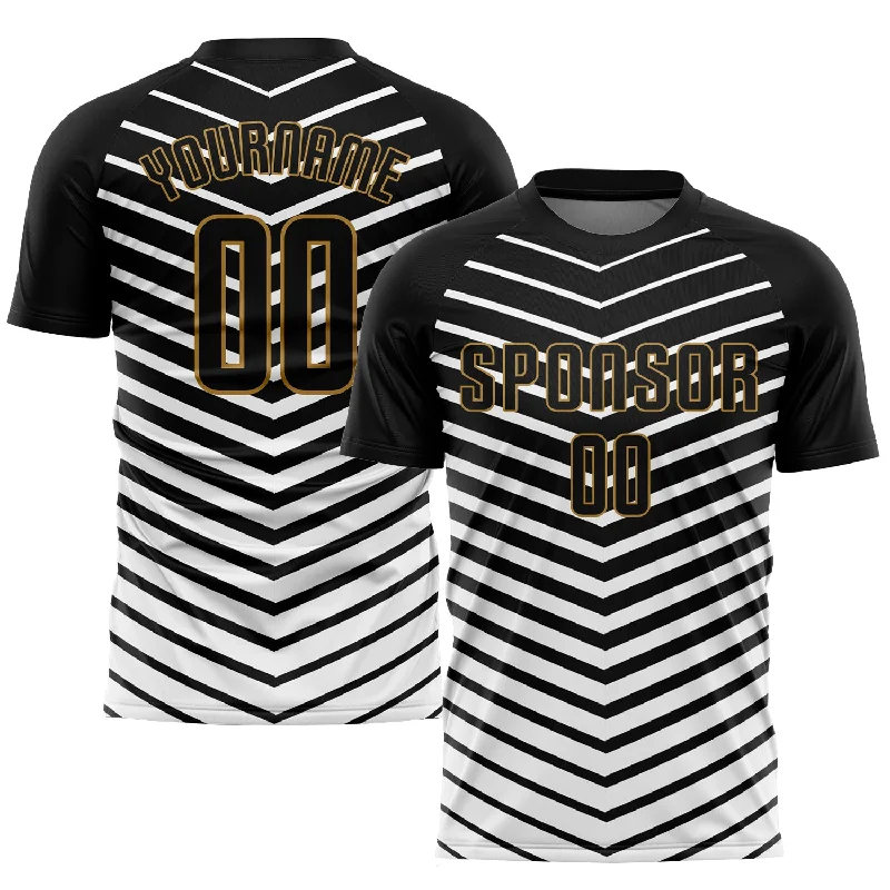 Football Jersey For Custom Orders-Custom White Black-Old Gold Sublimation Soccer Uniform Jersey