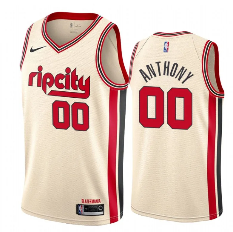 Football Jersey For Special Events-Basketball Jersey For Special Events-Blazers 00 Carmelo Anthony Cream 2019-20 Swingman Basketball Jerseys