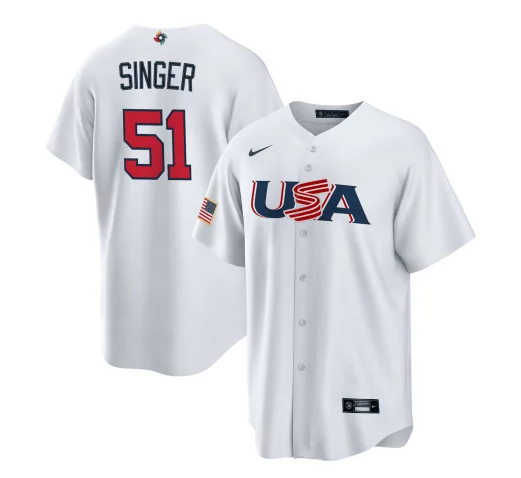 Baseball Jersey For Unique Player Orders-Men's USA Baseball #51 Brady Singer 2023 White World Baseball Classic Stitched Jersey