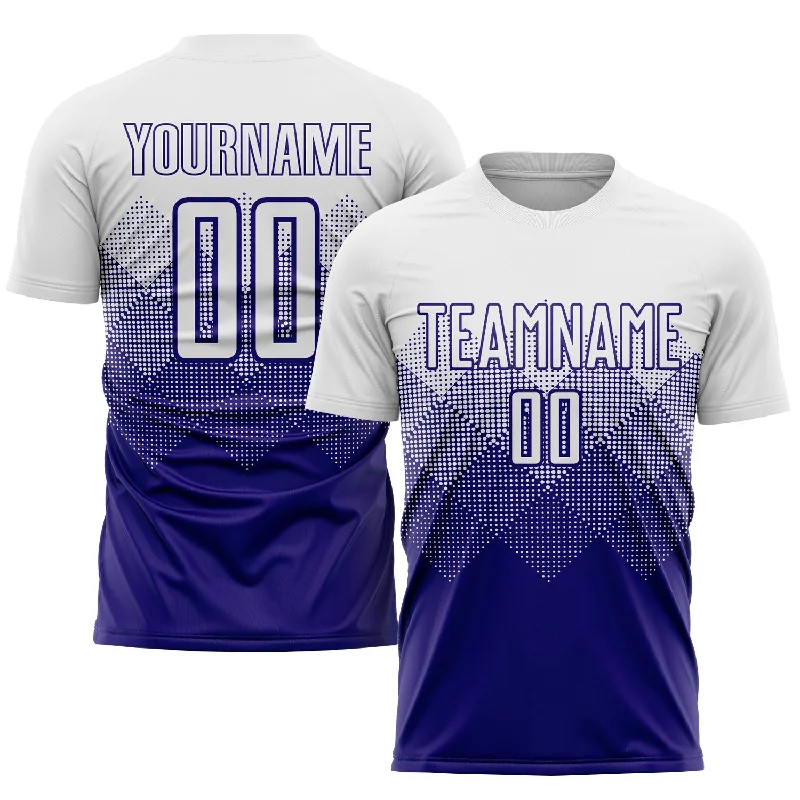 Football Jersey For High-Quality Fabric-Custom White Dark Purple Sublimation Soccer Uniform Jersey