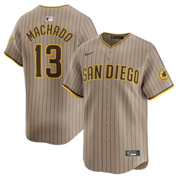 Baseball Jersey For Fundraising Products-Men's San Diego Padres #13 Manny Machado Tan 2024 Alternate Limited Baseball Stitched Jersey