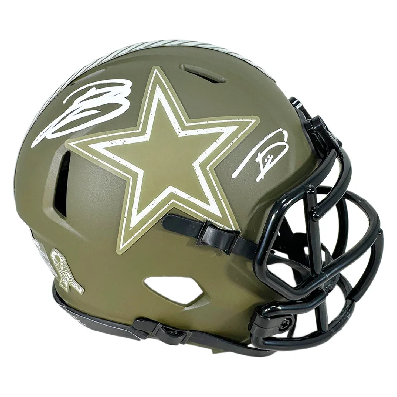 Rugby Helmet For Extreme Impact-Daron Bland and Trevon Diggs Dual Signed Dallas Cowboys Salute to Service Mini Football Helmet (Beckett)