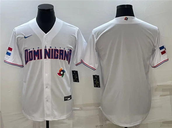 Baseball Jersey For Softball Leagues-Men's Dominican Republic Baseball Blank 2023 White World Baseball Classic Stitched Jersey