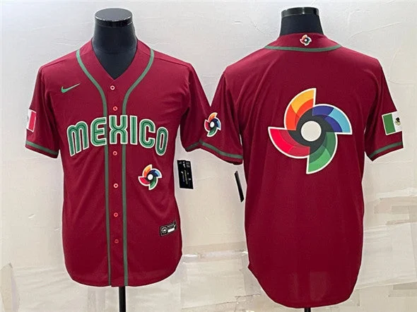 Baseball Jersey For Online Ordering-Men's Mexico Baseball 2023 Red World Baseball Big Logo With Patch Classic Stitched Jersey