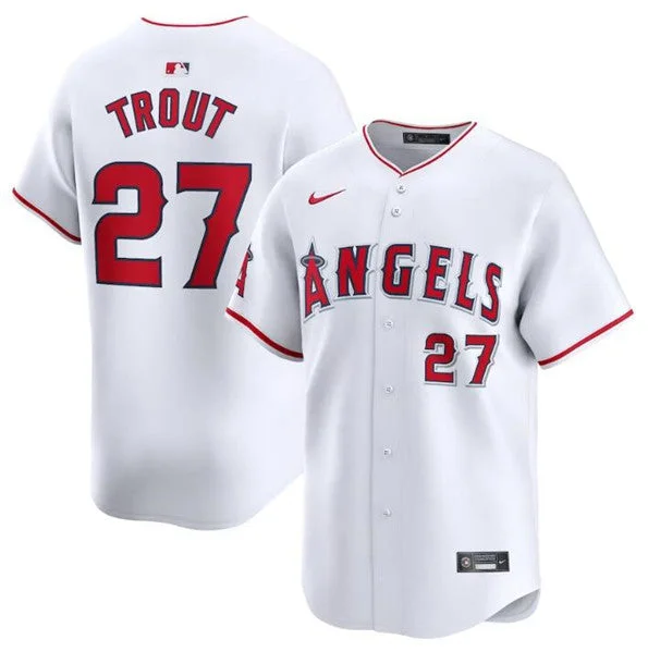 Baseball Jersey For Custom Sports Apparel-Men's Los Angeles Angels #27 Mike Trout White Home Limited Baseball Stitched Jersey