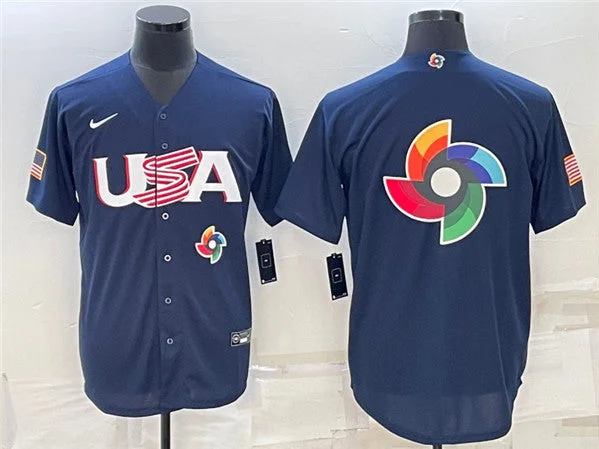 Baseball Jersey For Limited Edition Runs-Men's USA Baseball 2023 Navy World Baseball Big Logo Classic Stitched Jersey