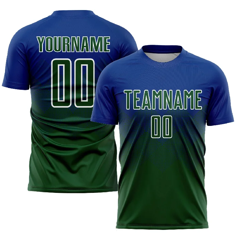 Football Jersey With Vintage Look-Custom Royal Green-White Sublimation Soccer Uniform Jersey