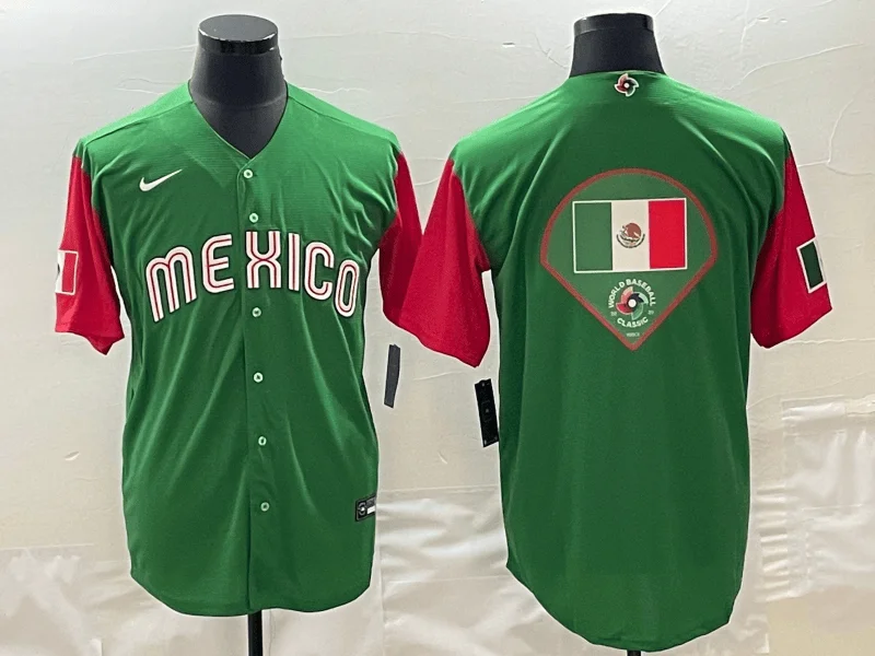 Baseball Jersey For Adult Leagues-Men's Mexico Baseball 2023 Green World Baseball Big Logo Classic Stitched Jersey