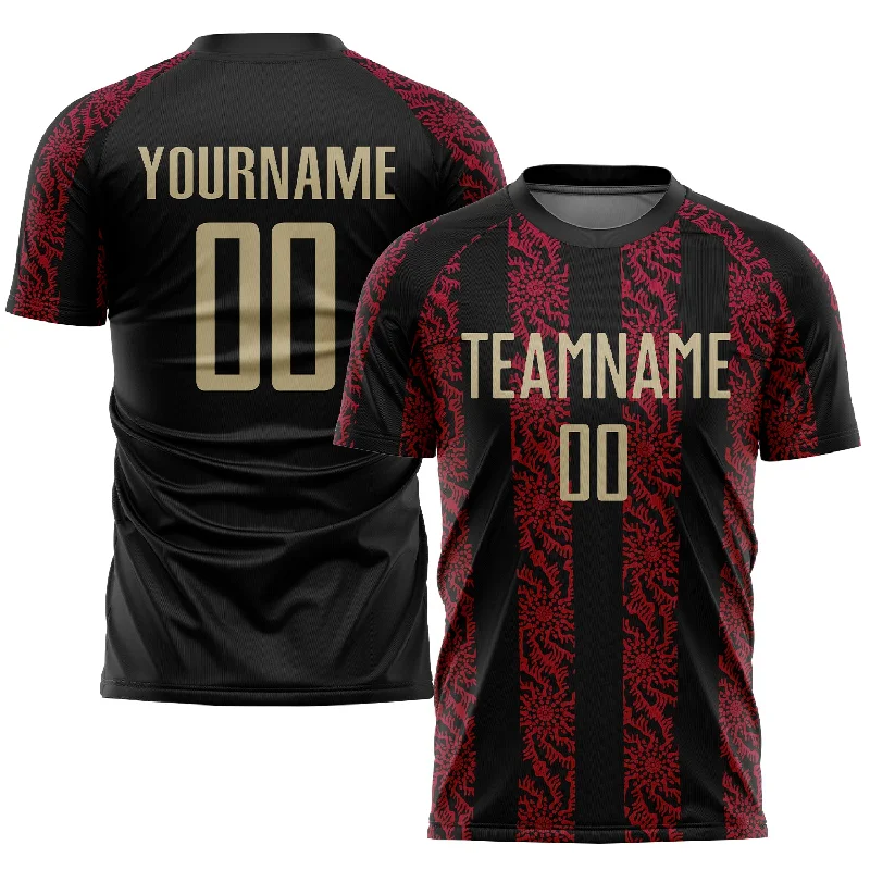 Football Jersey For Group Purchases-Custom Black Vegas Gold-Red Sublimation Soccer Uniform Jersey